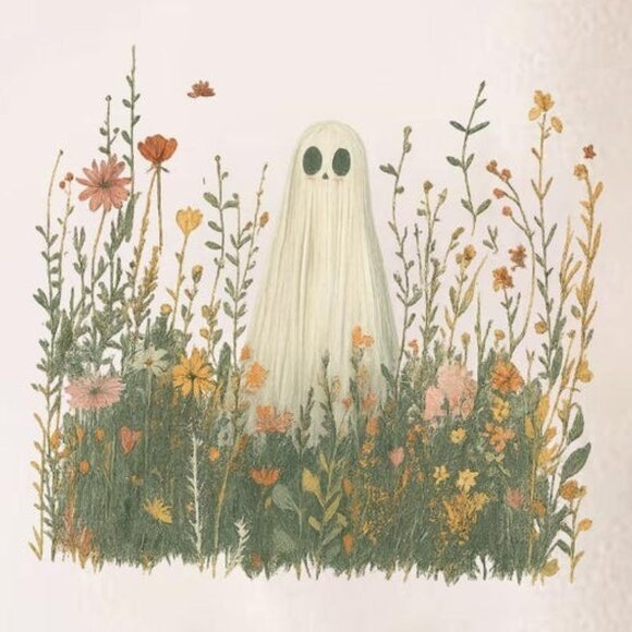 Retro Ghost in Wildflowers Shirt - Picture 2 of 3